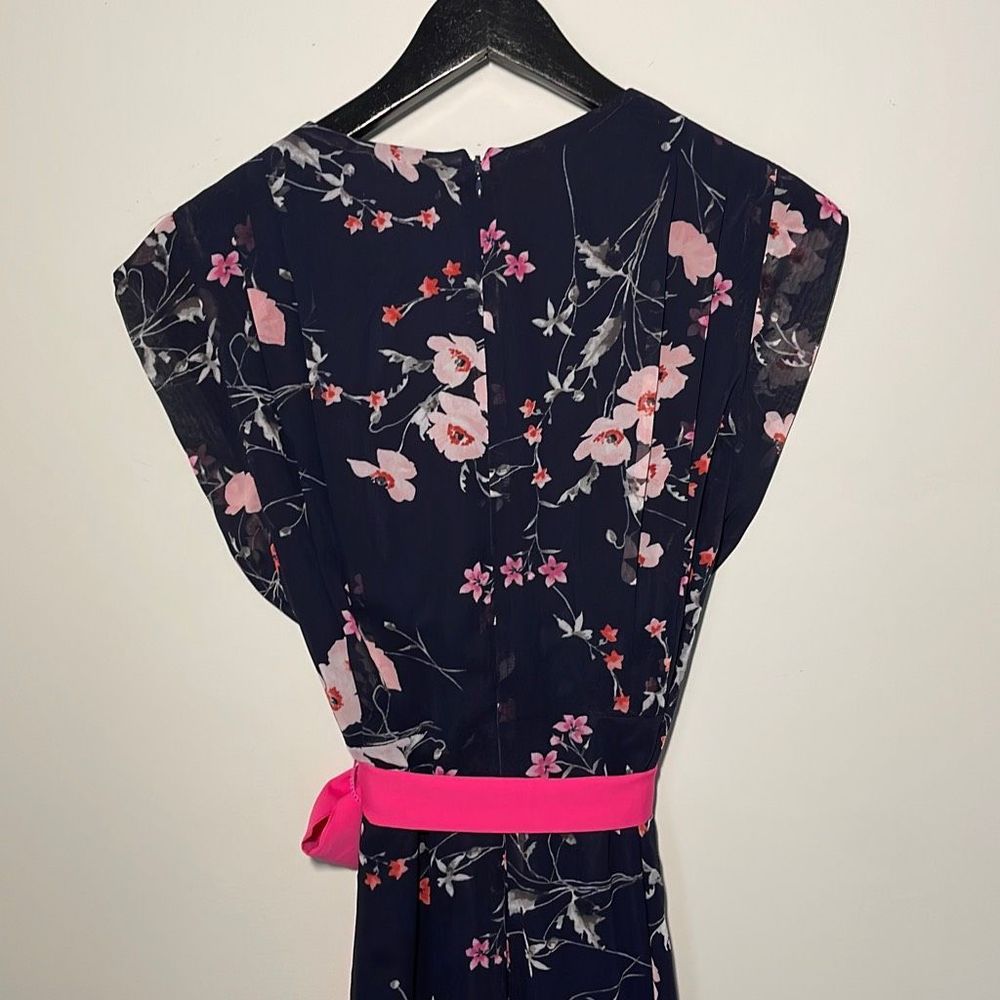 Eliza J High-Low Maxi dress Navy Blue and Cherry Blossom floral Size 10P NWOT - Picture 7 of 12